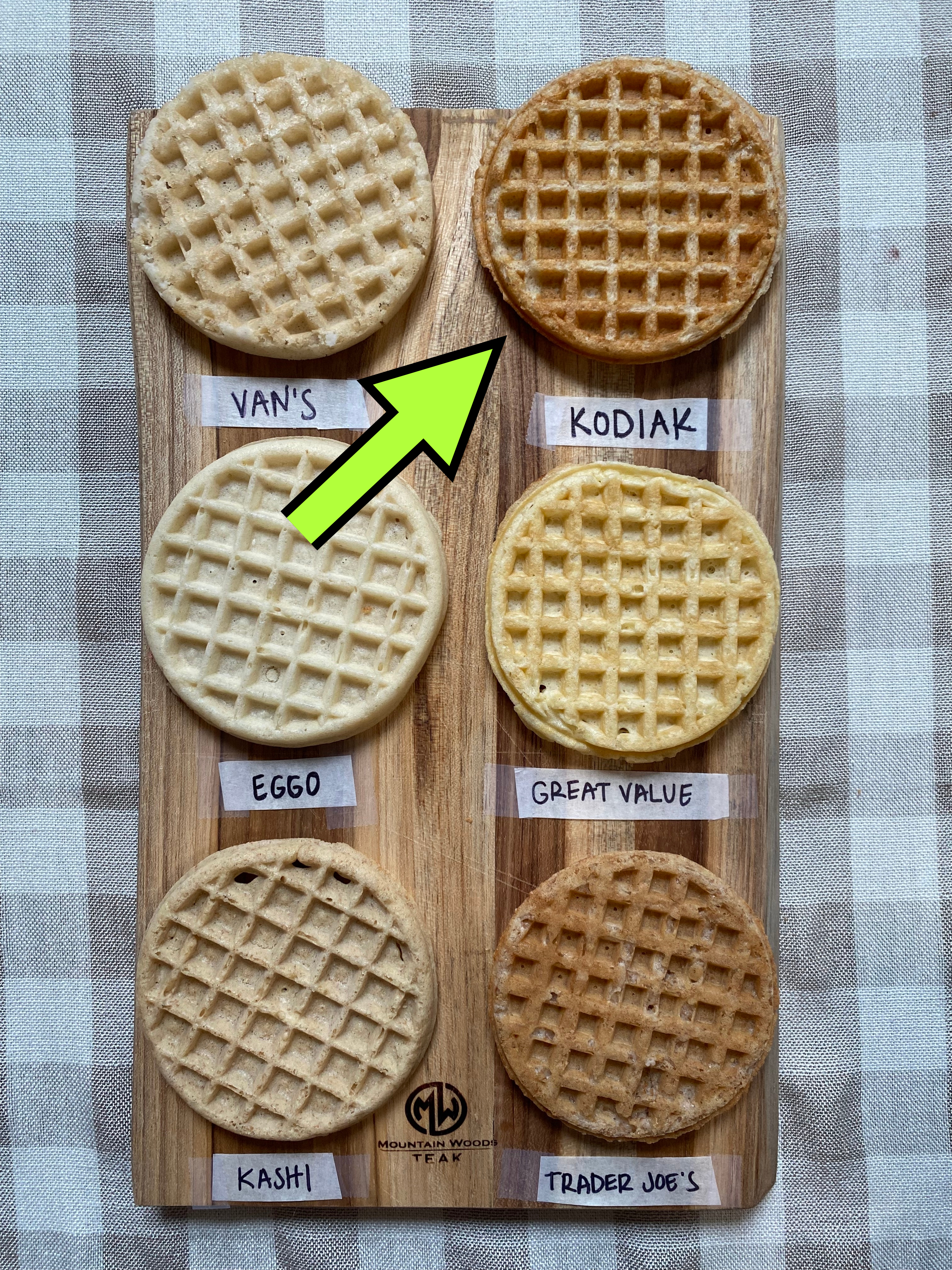 untoasted waffles on a cutting board