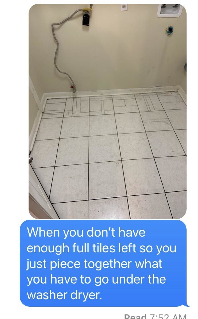 Strips of tile used to make one square