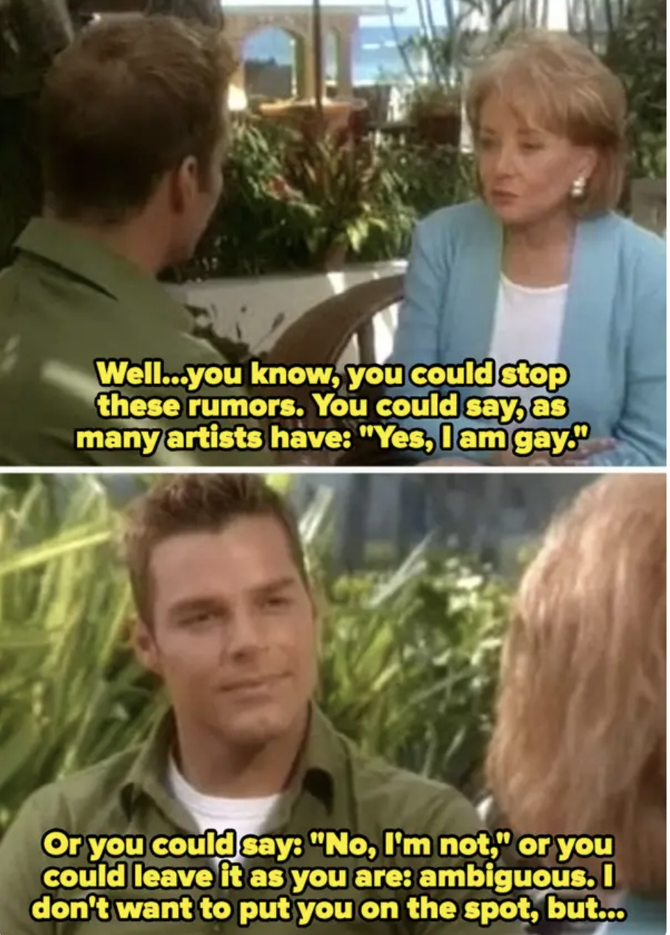 barbara telling rickey that he could put a stop to the rumors by coming out