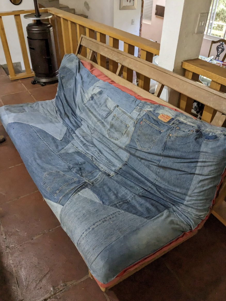 A denim couch cover