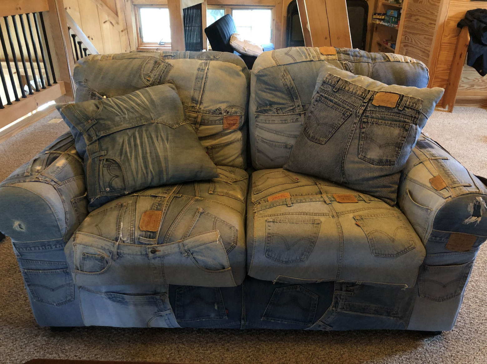 A denim couch