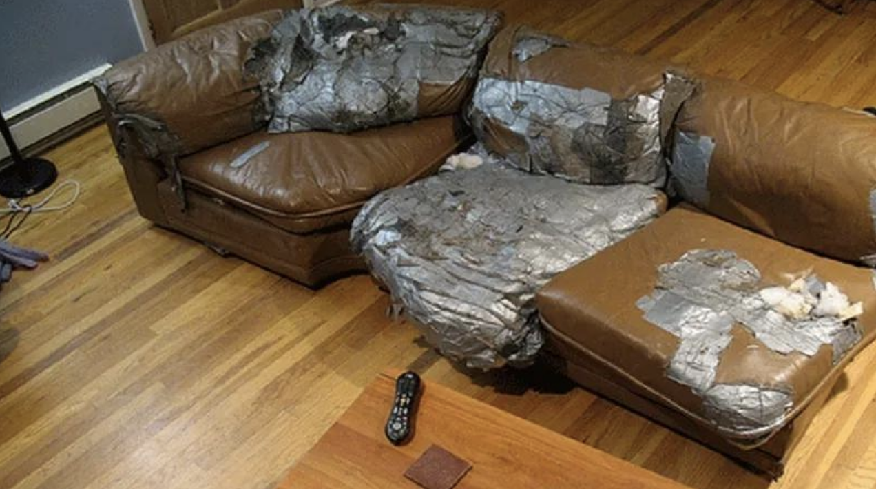 Electric tape on a couch