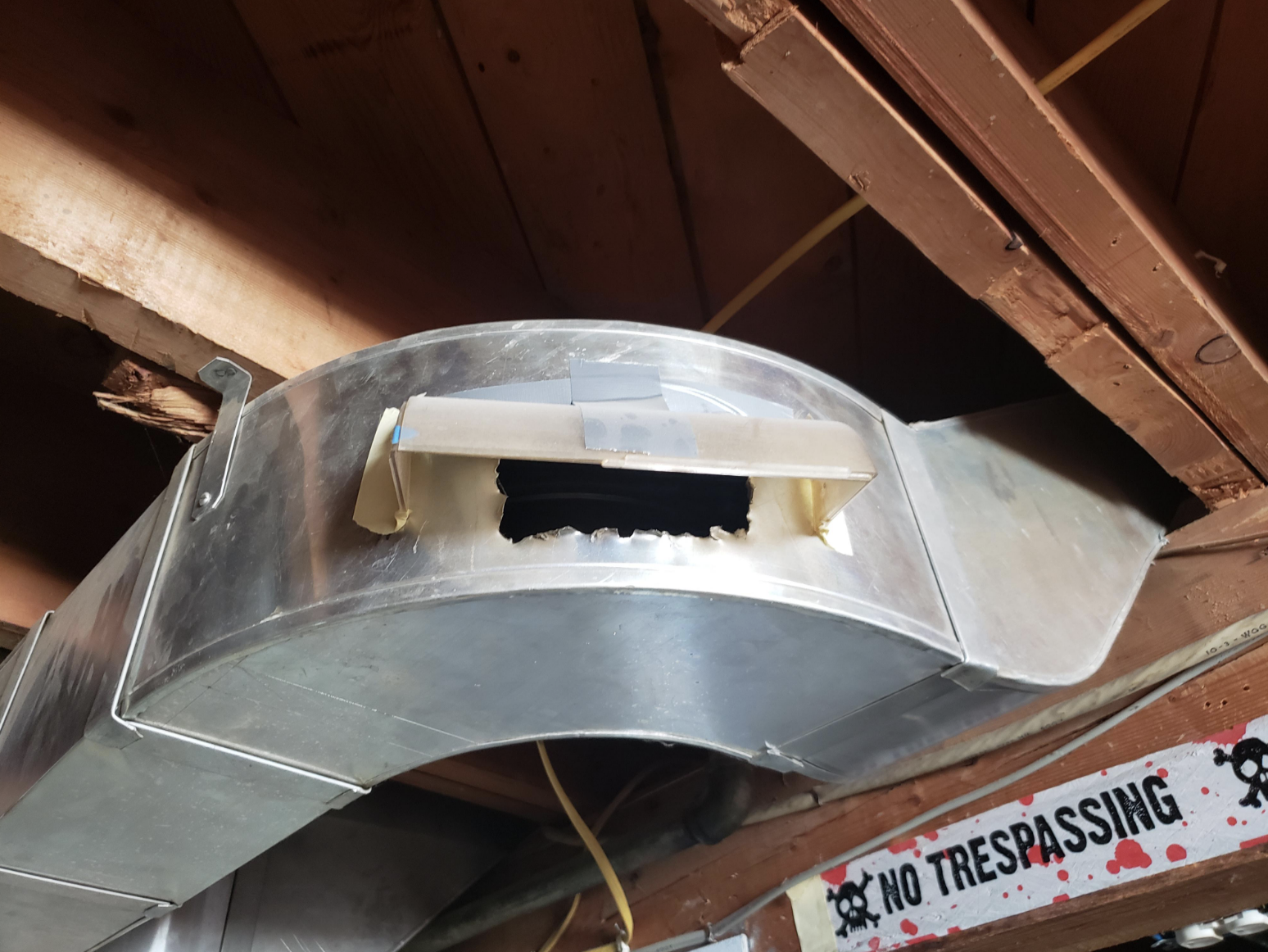 A hole in an air duct