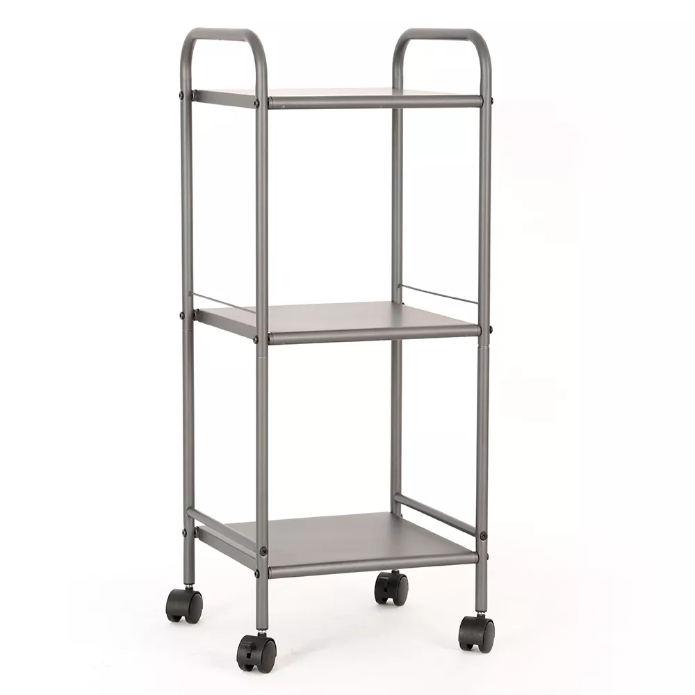 The silver utility storage cart