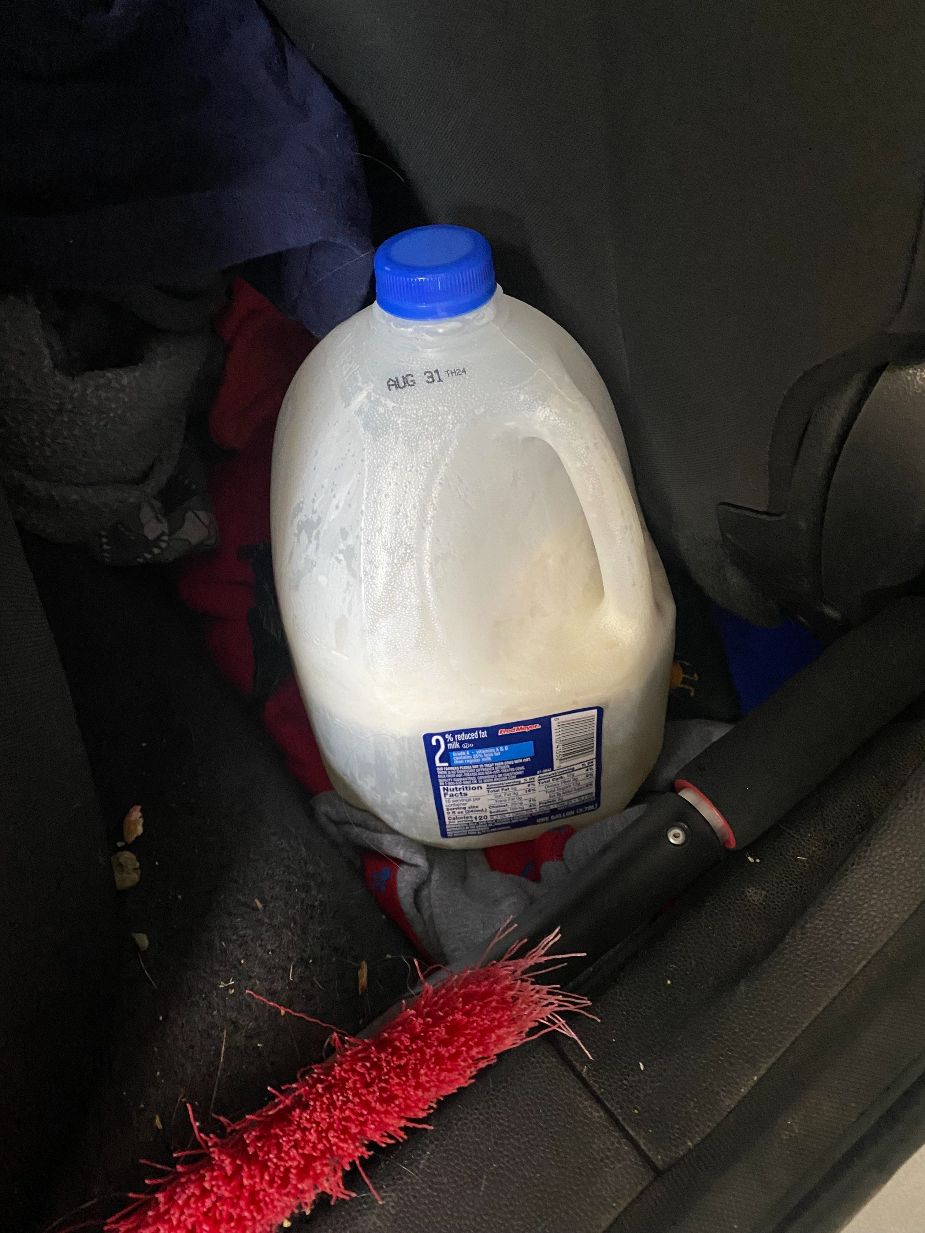 Spilled milk in a car