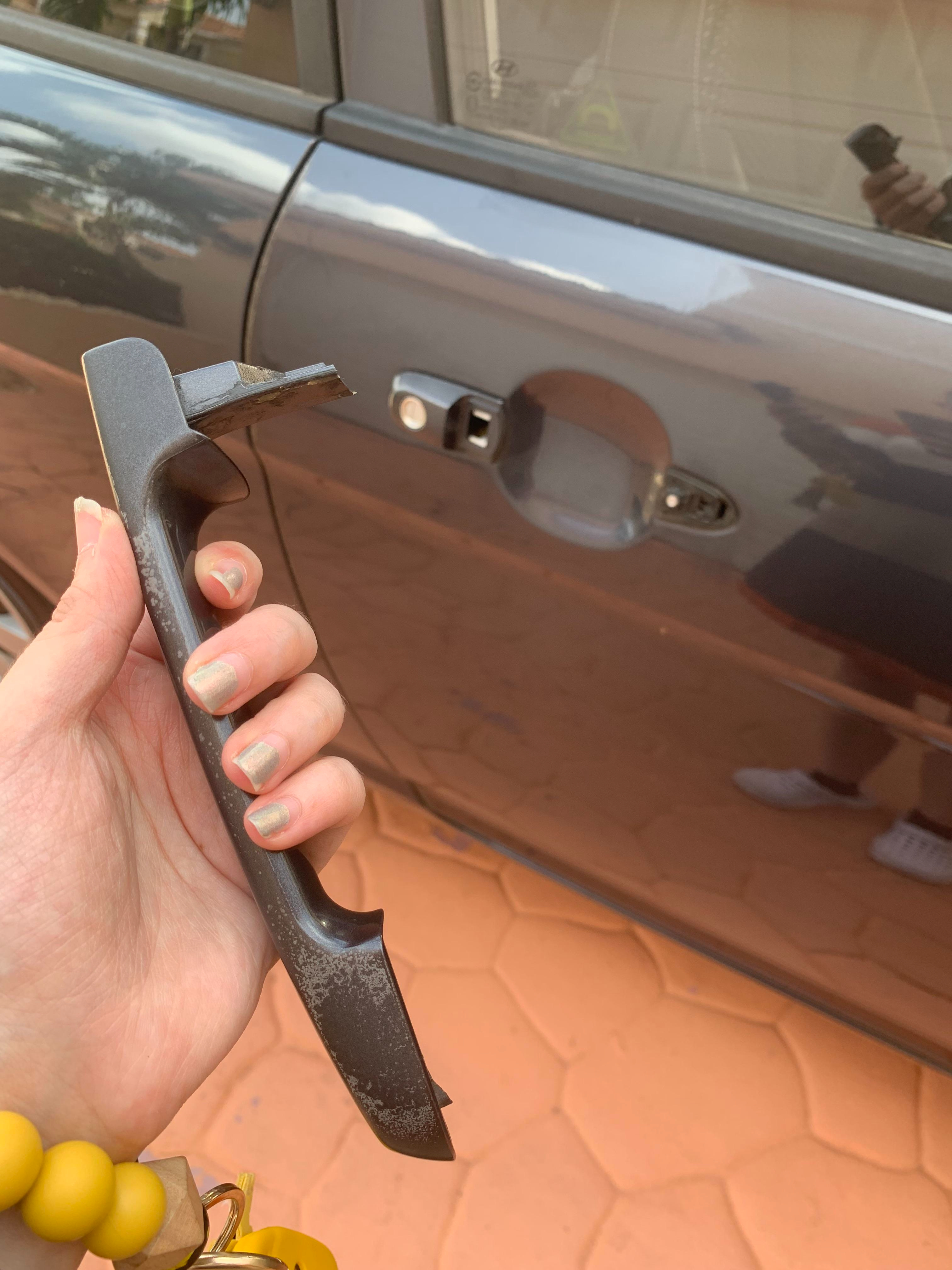A broken door handle