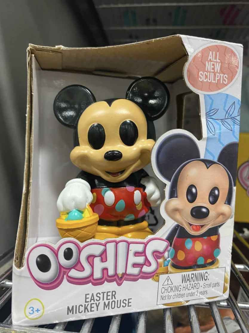 A very scary Mickey Mouse toy with wide, completely blacked-out eyes
