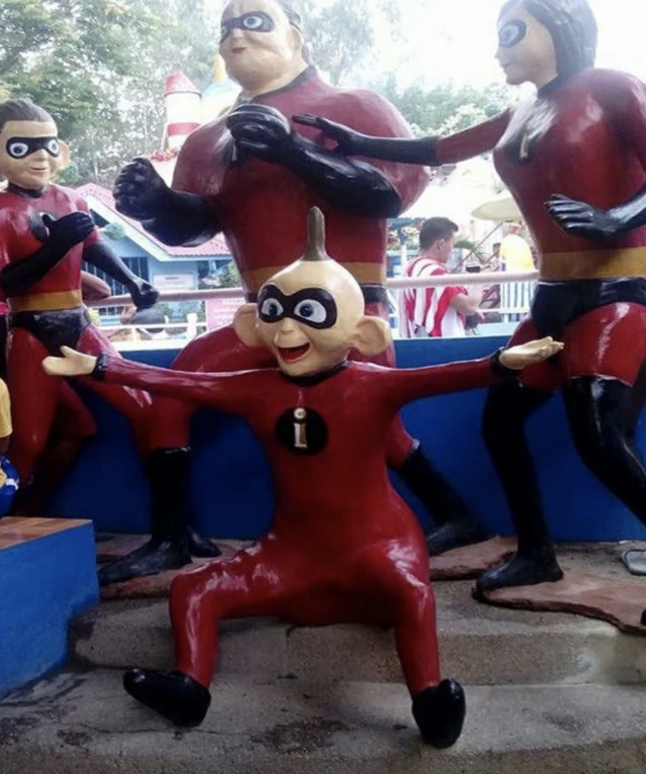 The Incredibles, except they look very strange and Jack-Jack is HUGE