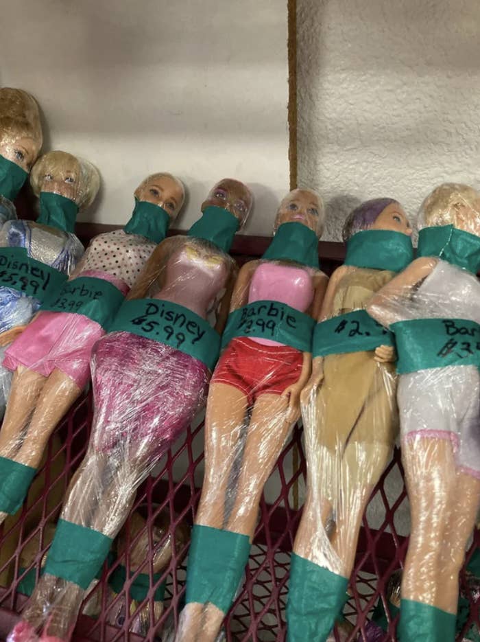 Barbies wrapped in plastic