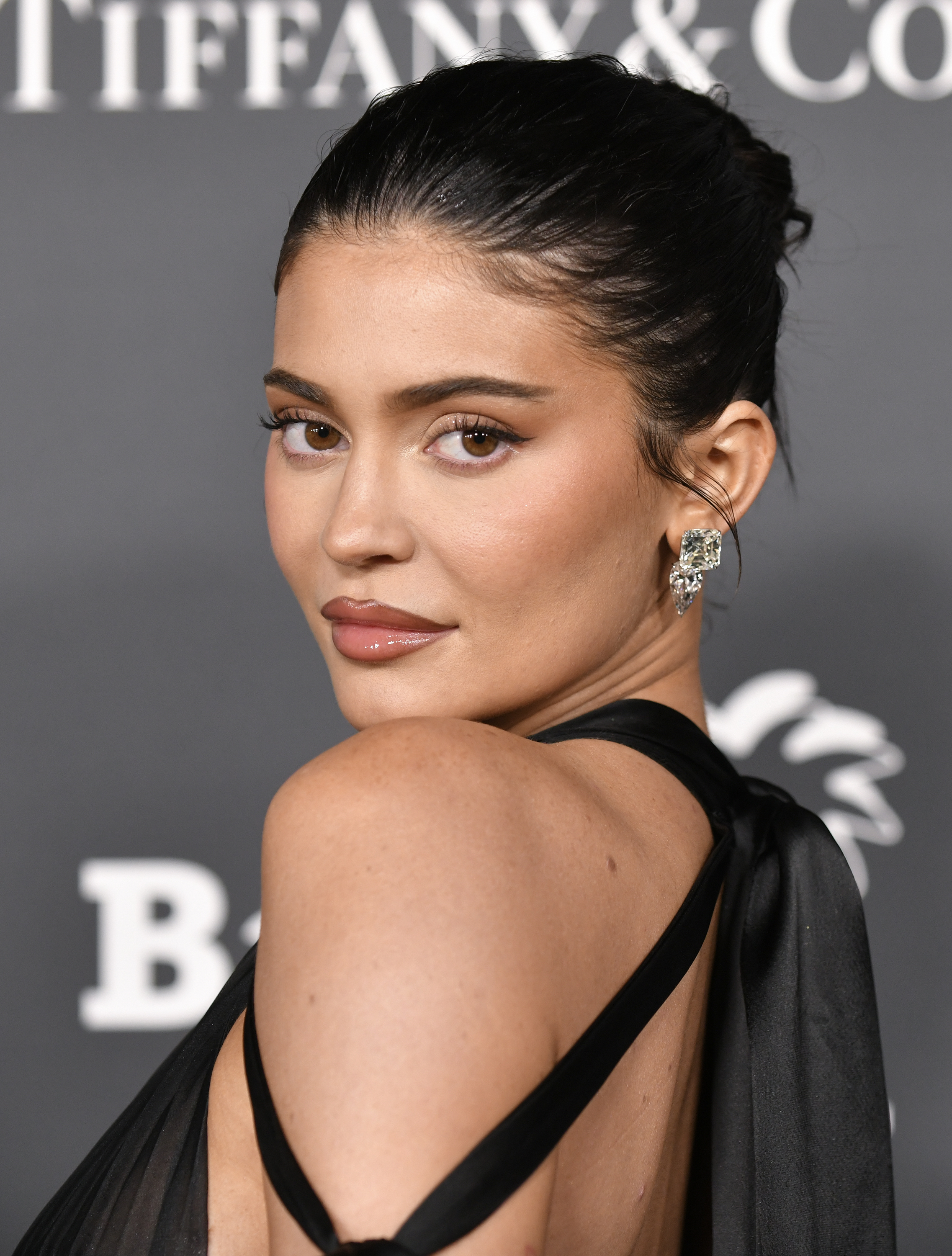 Close-up of Kylie at a press event