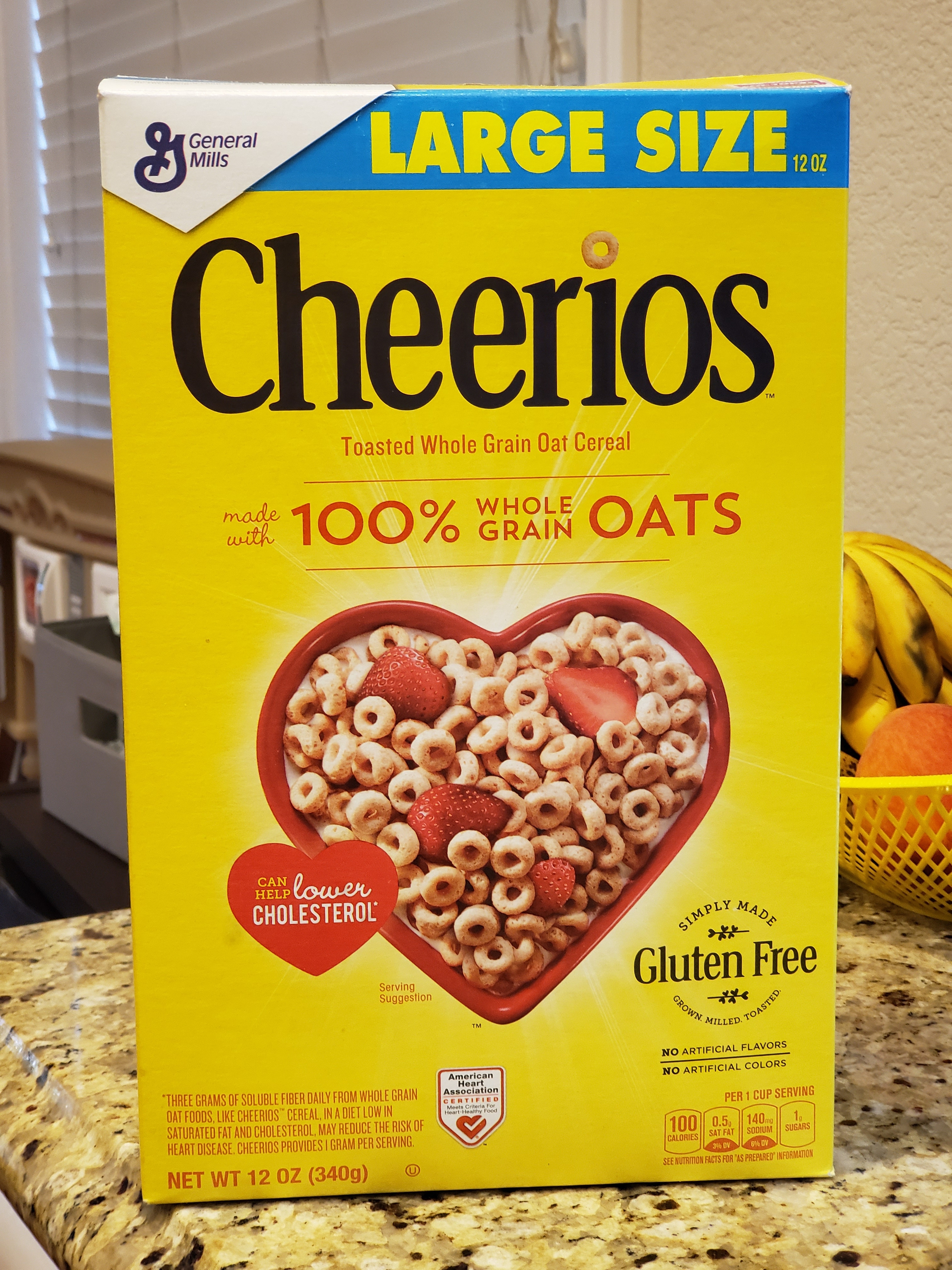 Close-up of a box of Cheerios