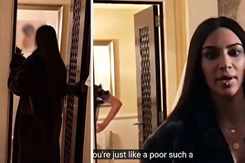 Kim Kardashian busting in on a woman in Scott Disick's bathroom