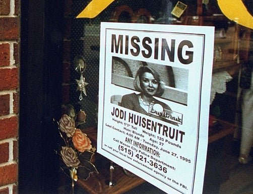 A missing persons poster for Jodi Huisentruit