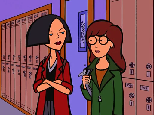 two cartoon girls by their lockers