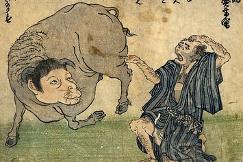 江戸時代の錦絵「件獣之写真」（日本妖怪博物館の「X」公式アカウントより）
