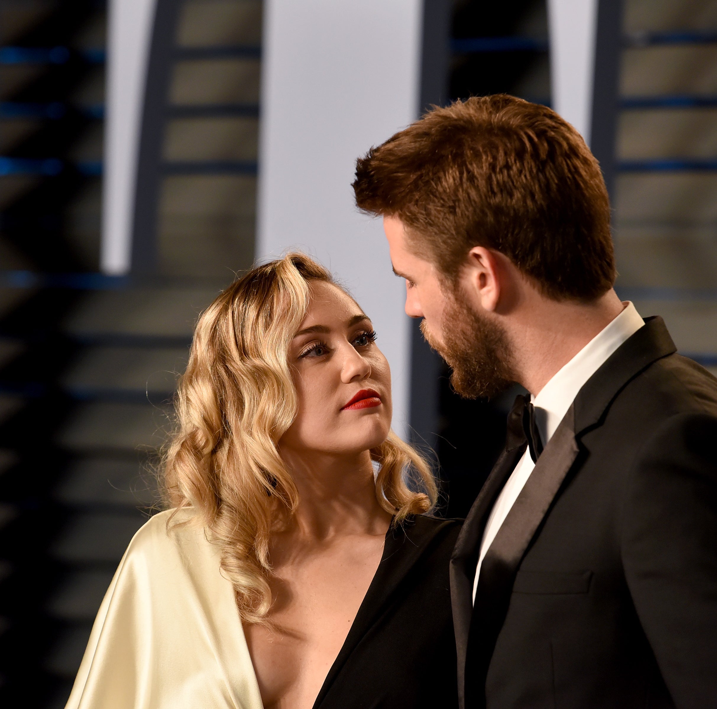 Closeup of Miley and Liam