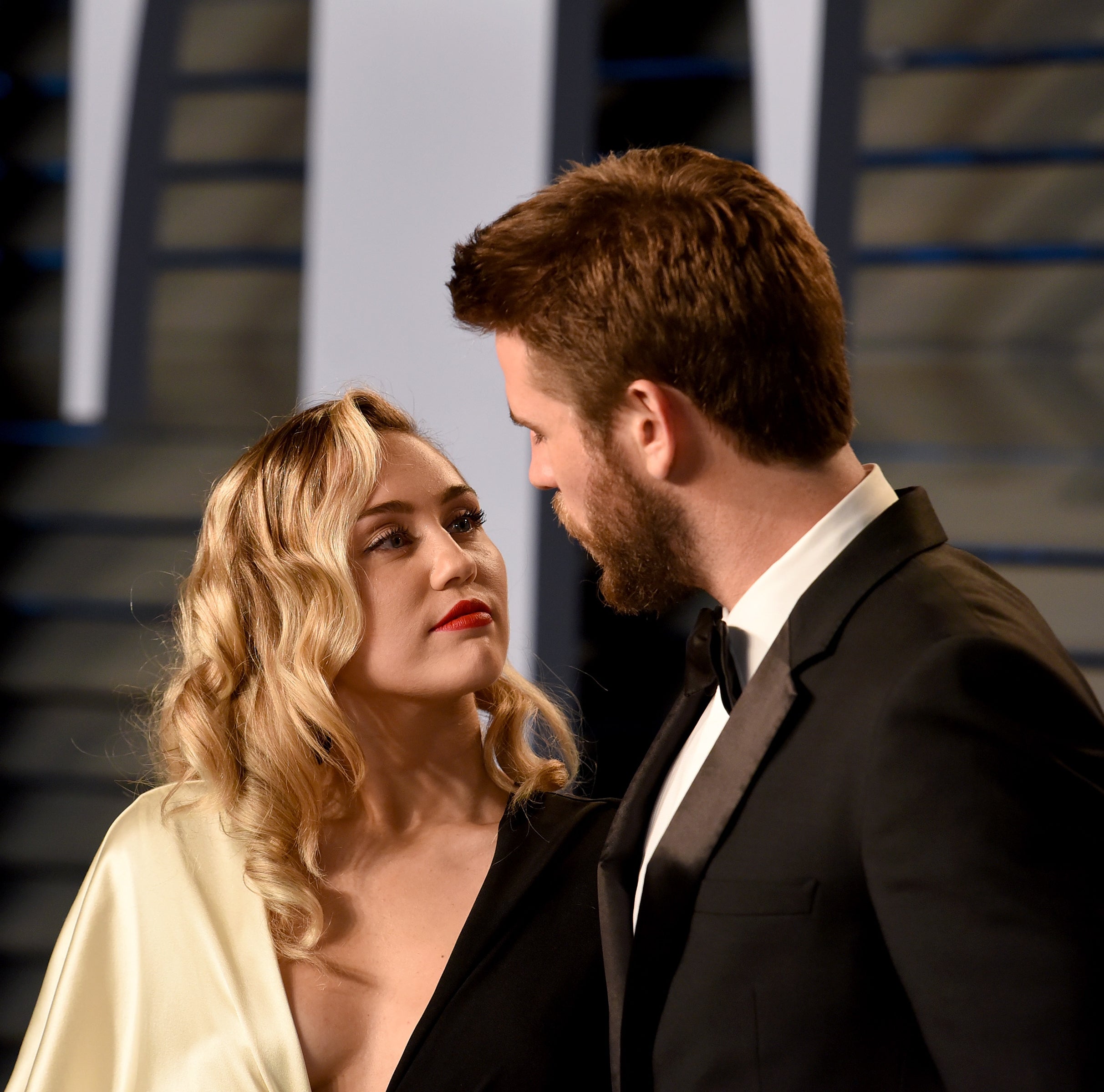 Closeup of Miley and Liam