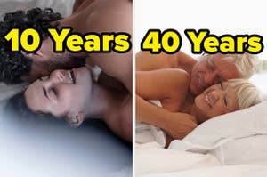 A married couple of 10 years having sex, and a married couple of 40 years having sex