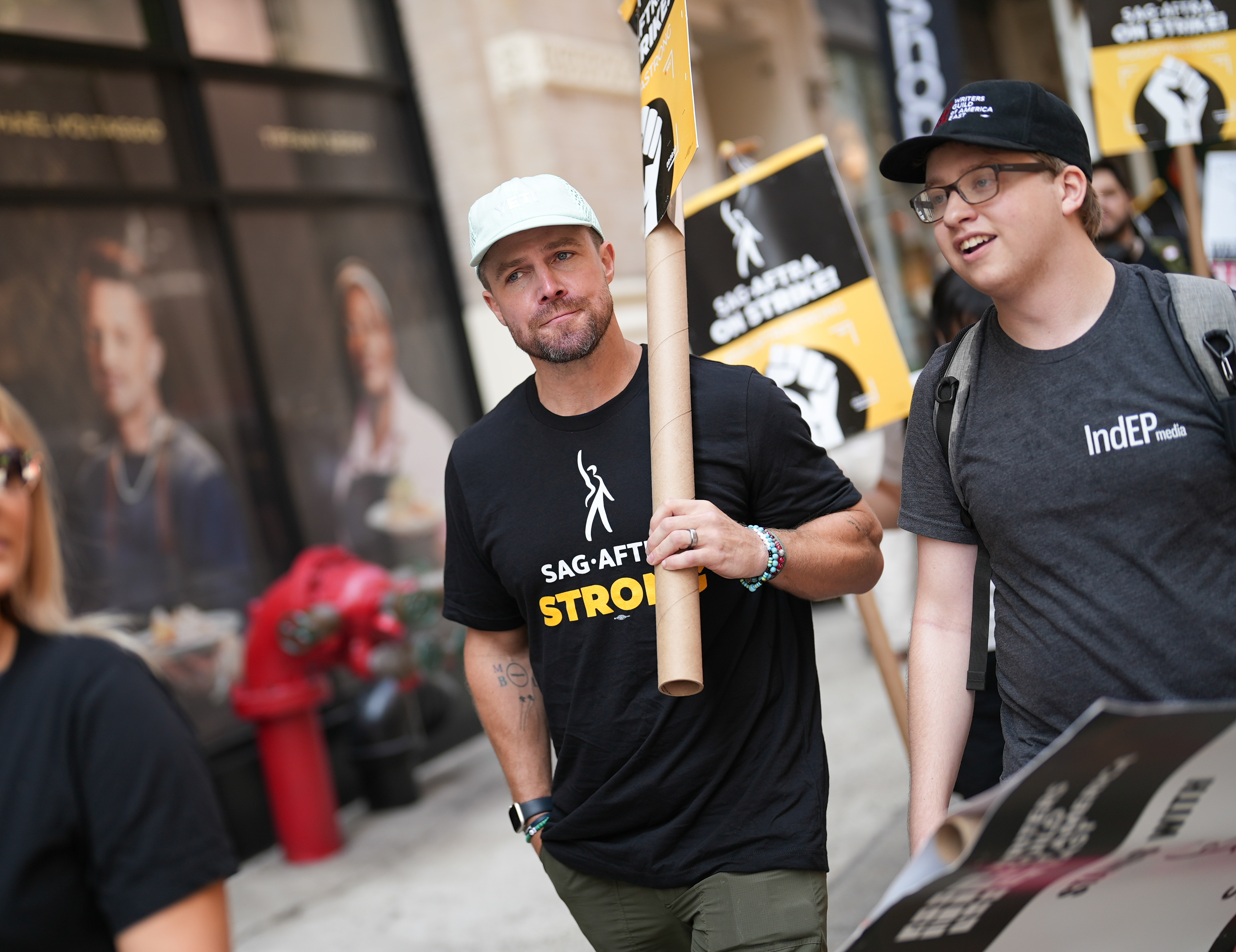 Stephen Amell at a protest