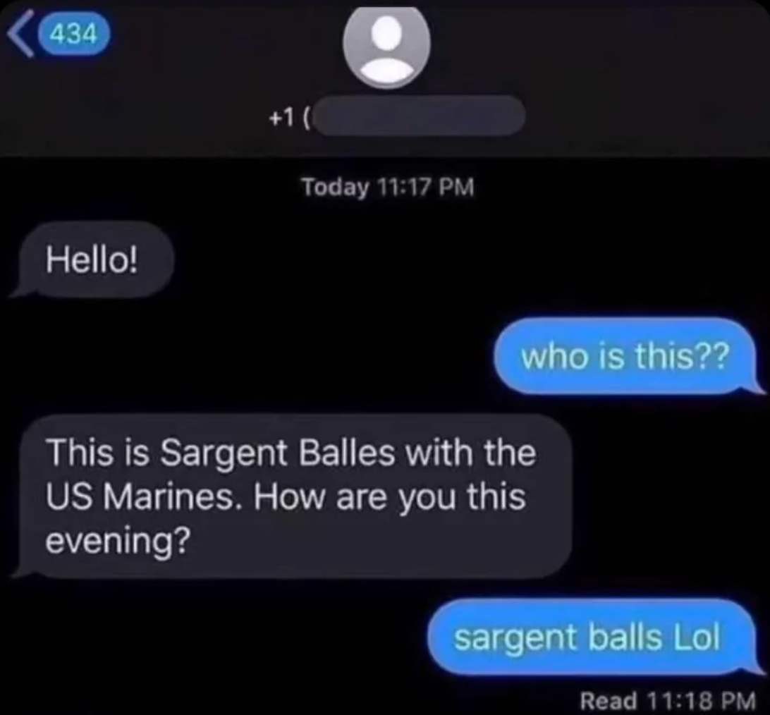 &quot;sargent balls Lol&quot;