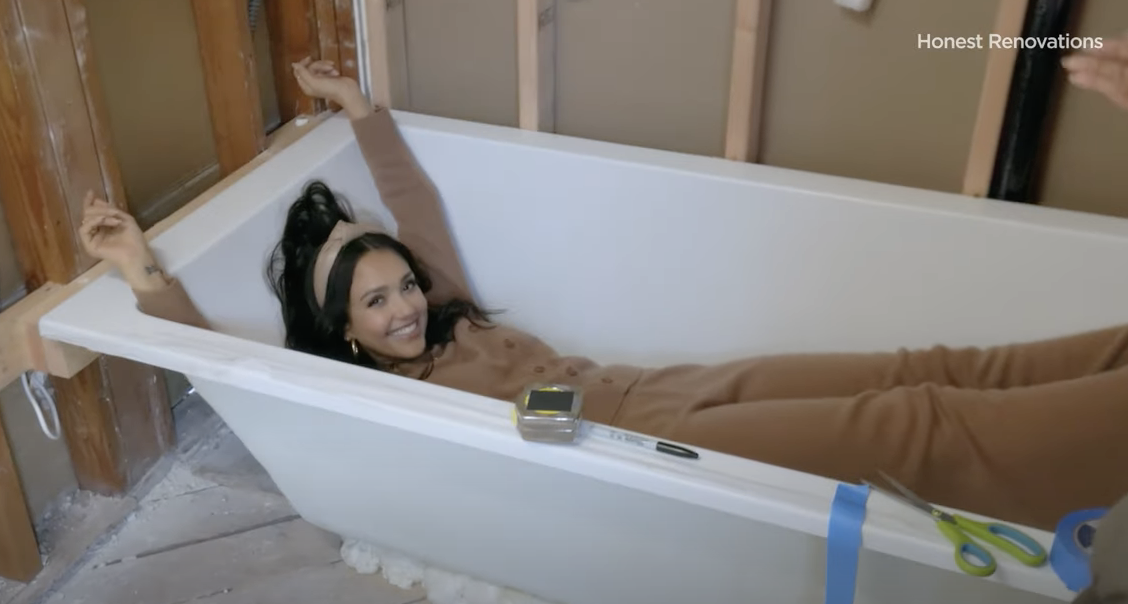 Jessica Alba doing a renovation on a bathroom
