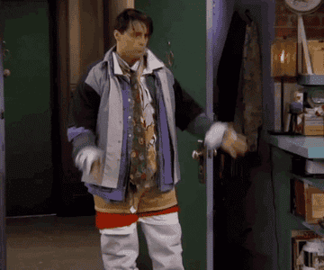 joey from friends wearing too many layers
