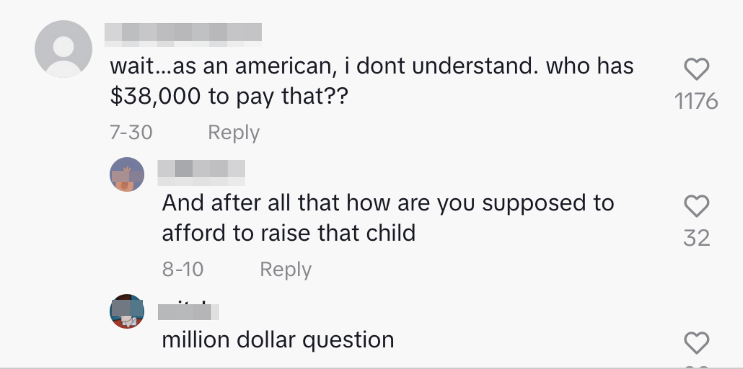 Comment of a person wondering what happens if a person doesn&#x27;t have $38k to pay the bill