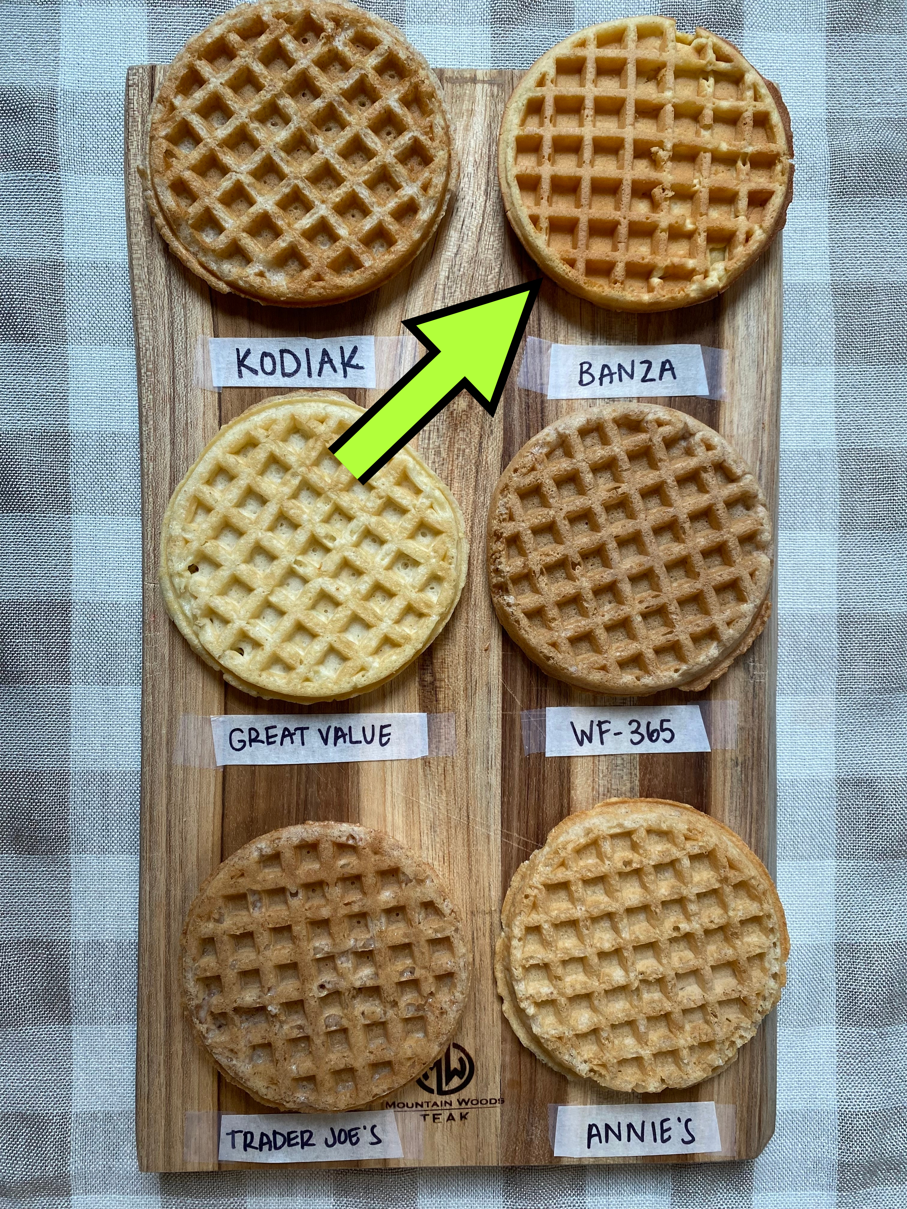 untoasted waffles on a cutting board