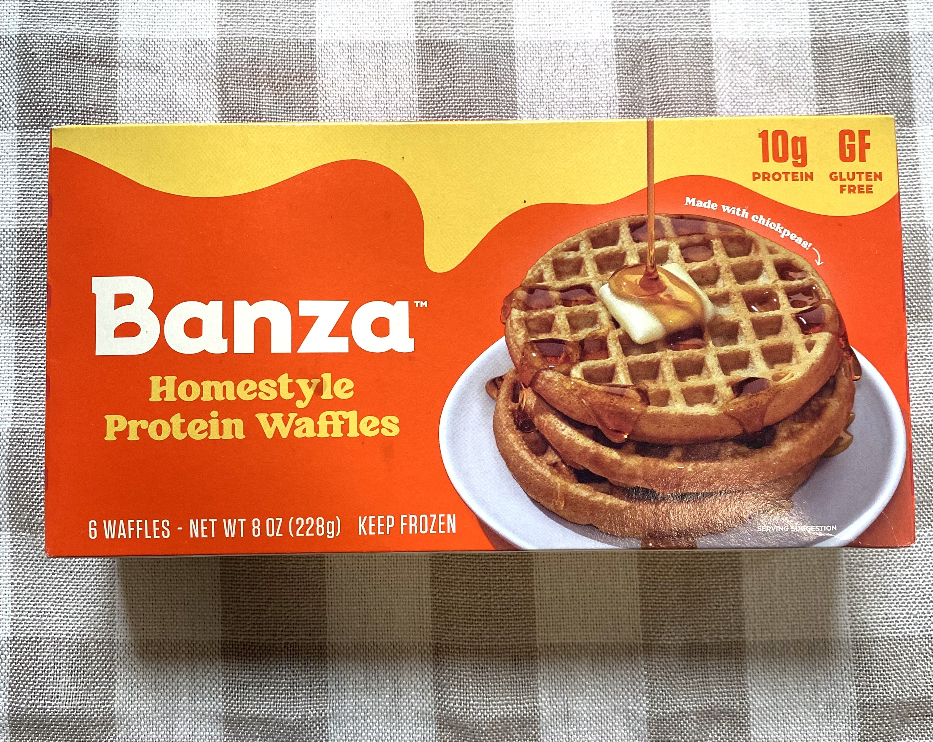 a box of banza waffles