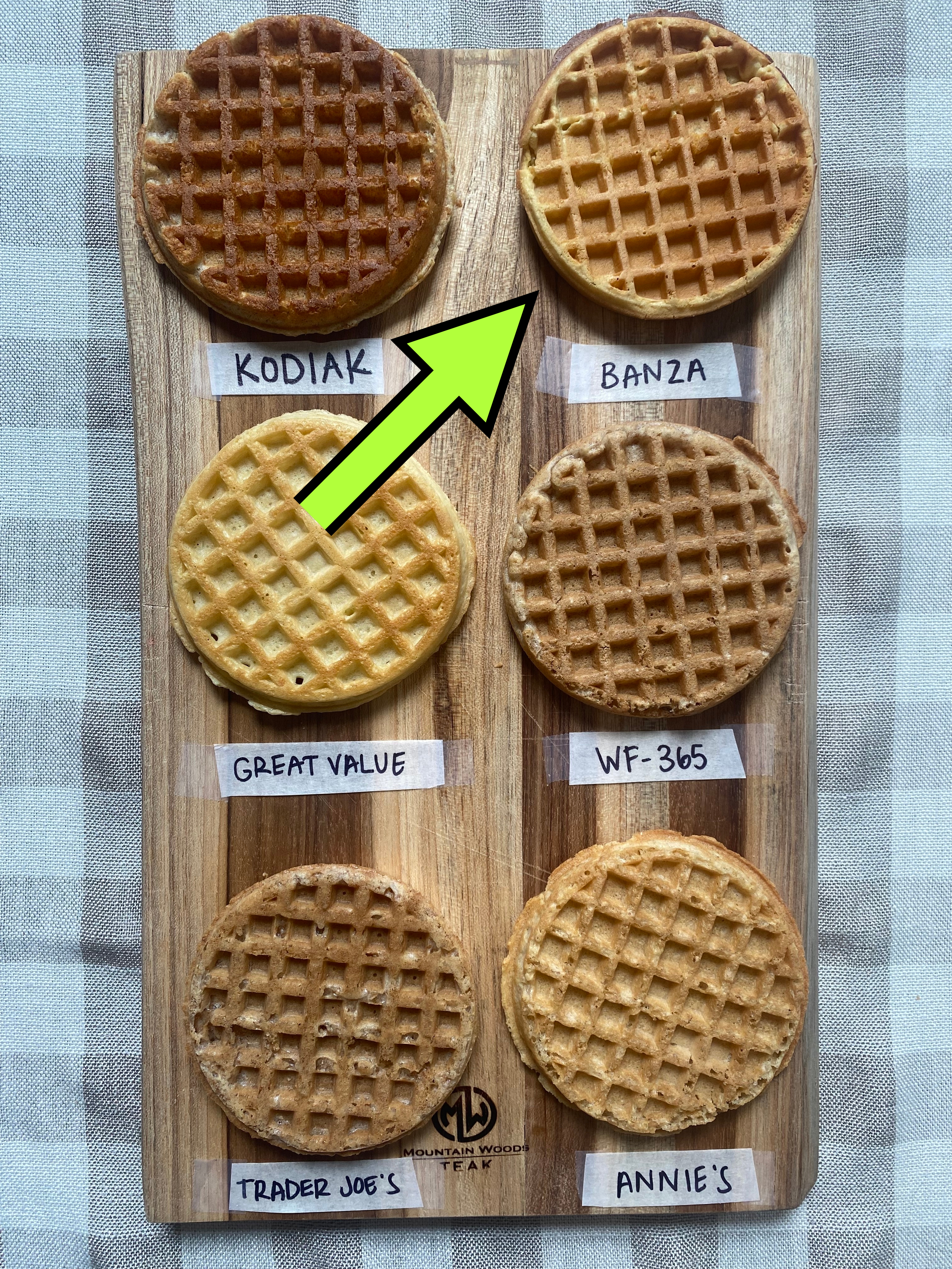 toasted waffles on a cutting board