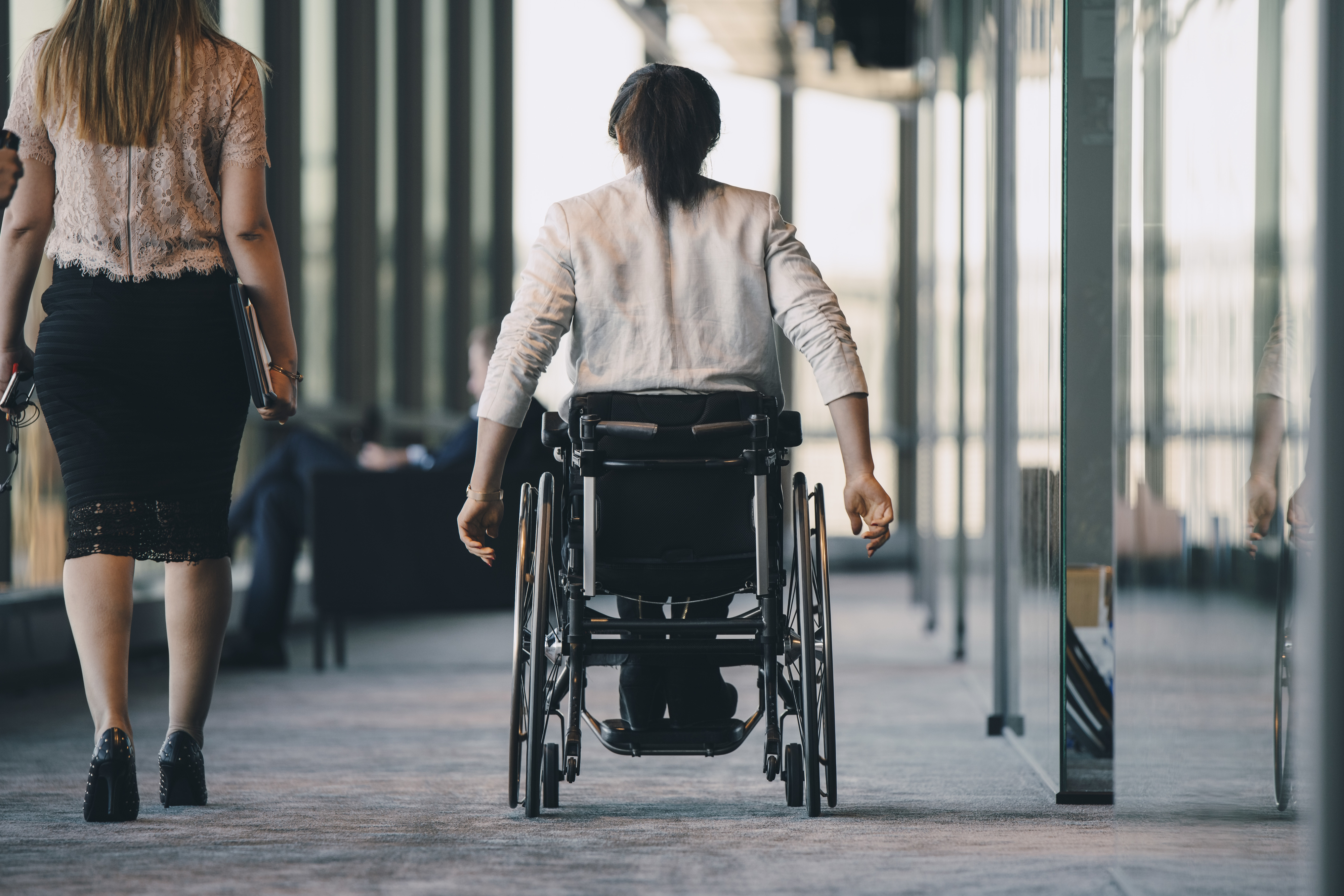 wheelchair user in an office