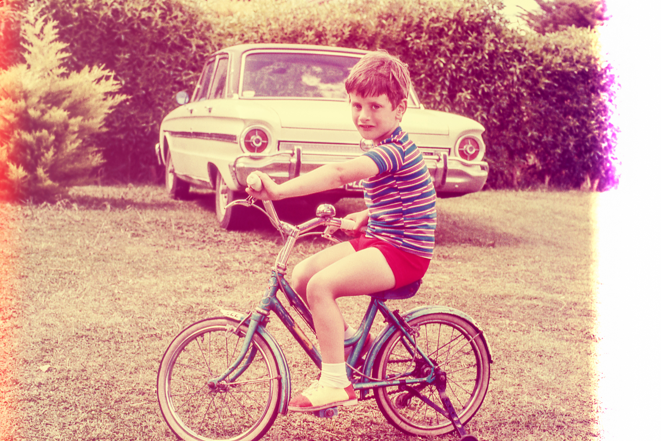 A kid riding a bike