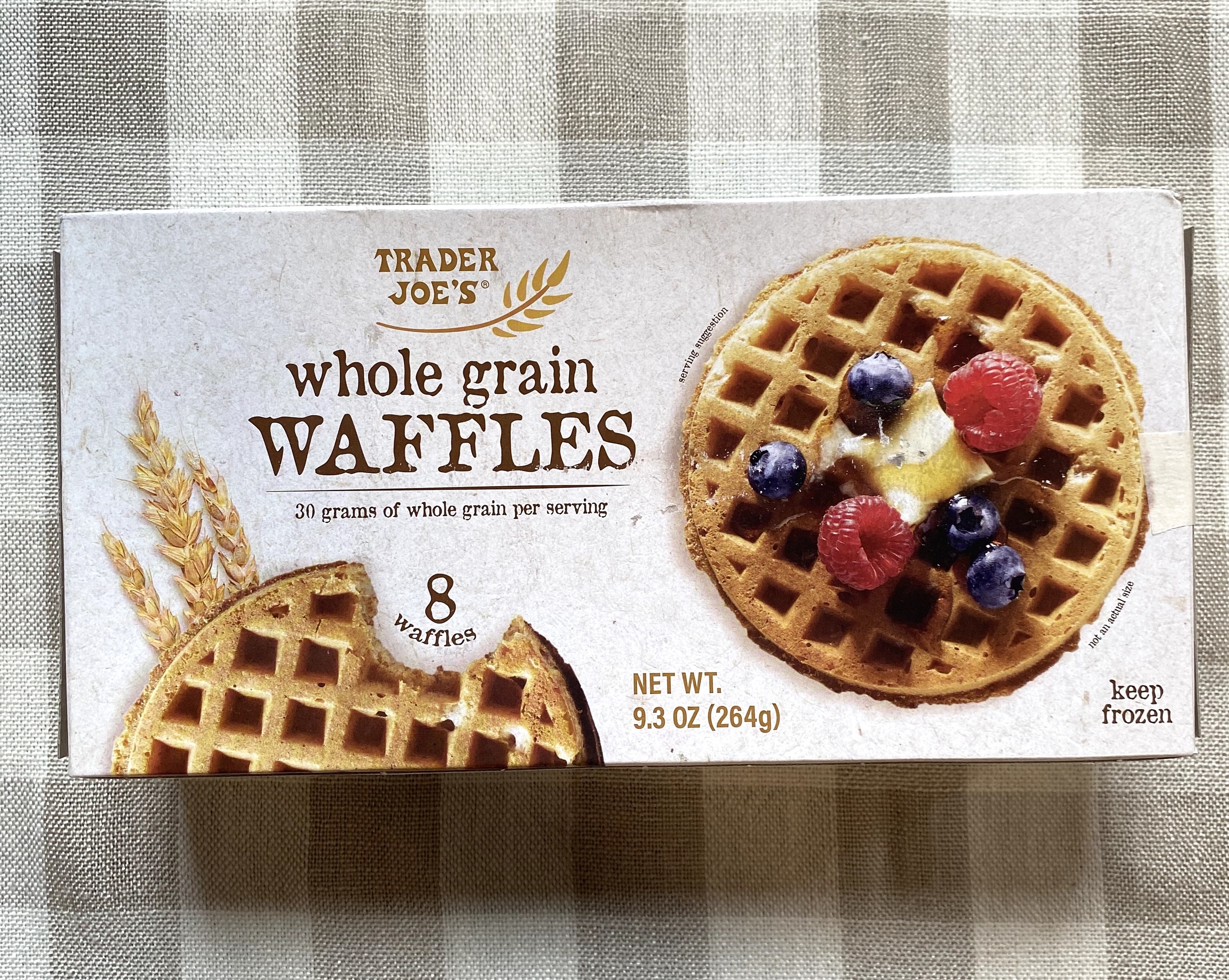 a box of trader joe&#x27;s whole grain waffles
