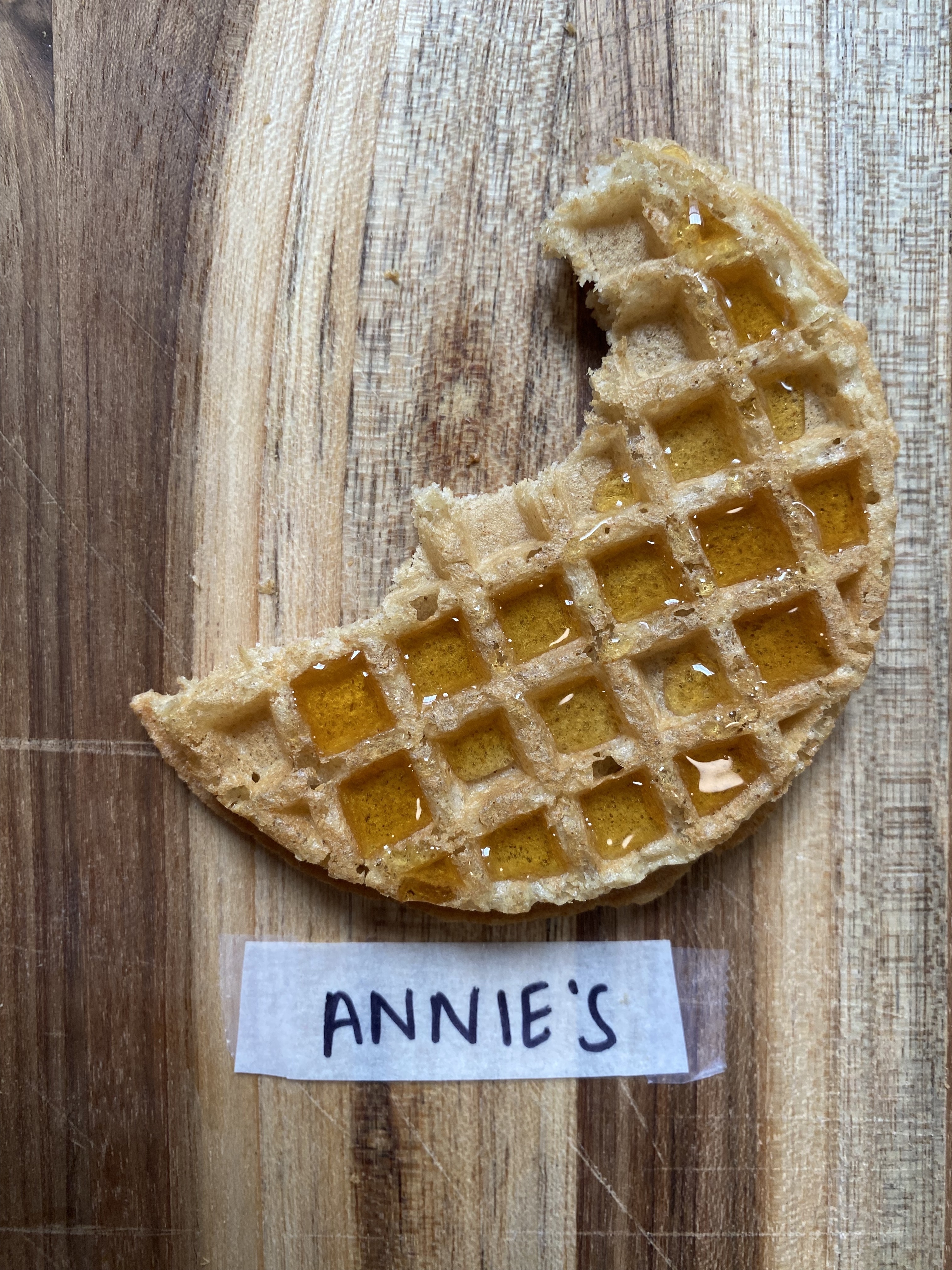 an annie&#x27;s waffle with syrup