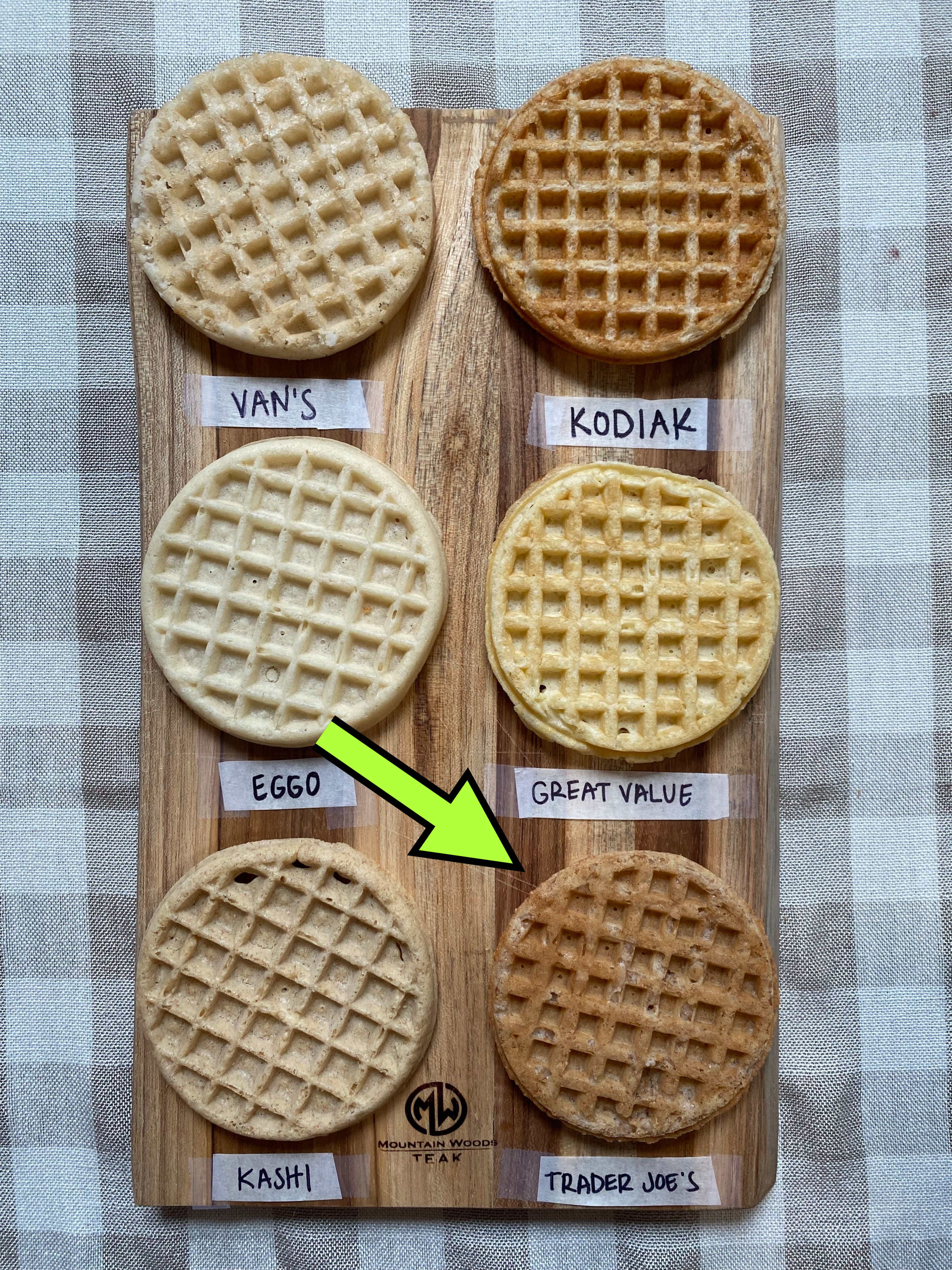 untoasted waffles on a cutting board