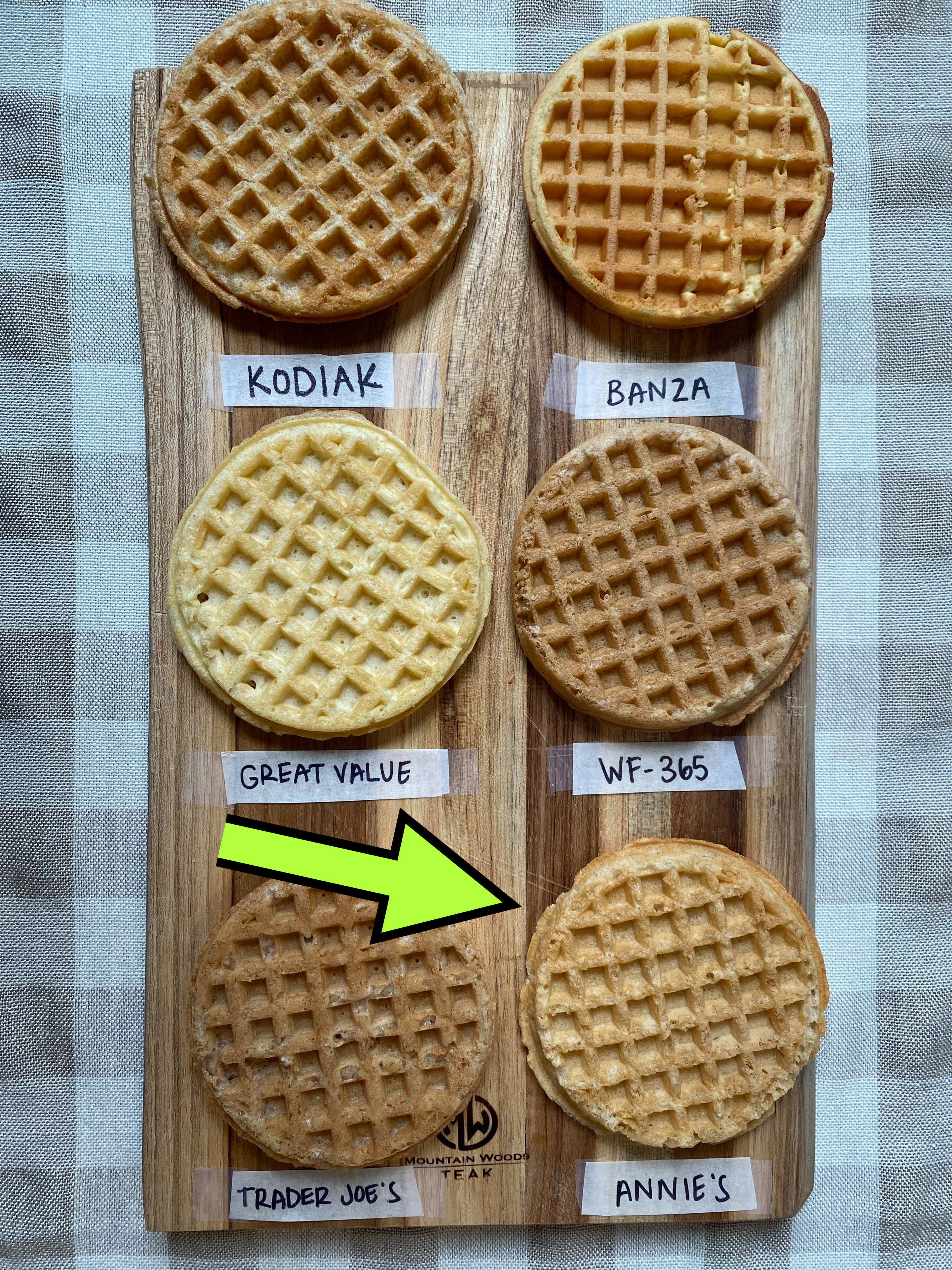 untoasted waffles on a cutting board