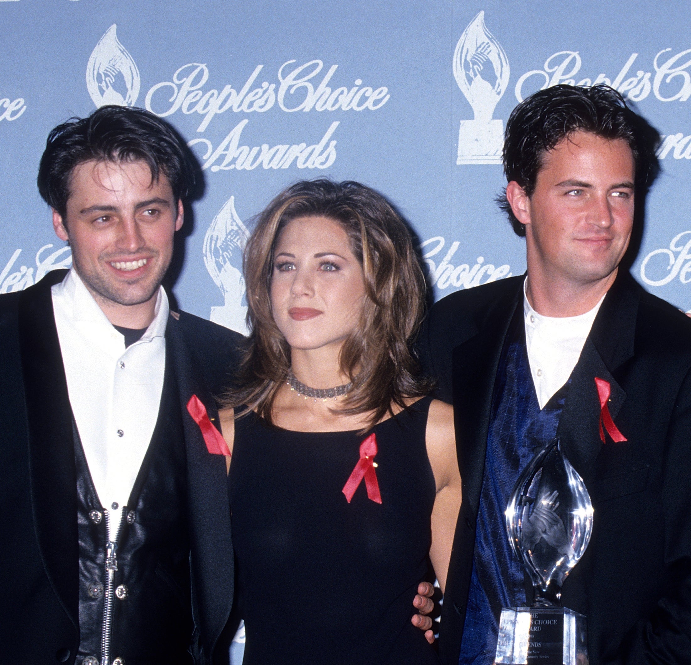 Matt, Jennifer, and Matthew Perry at a media event