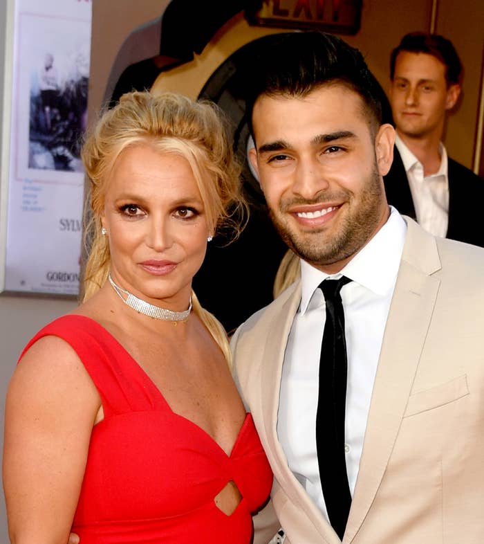 Close-up of Britney and Sam at an event
