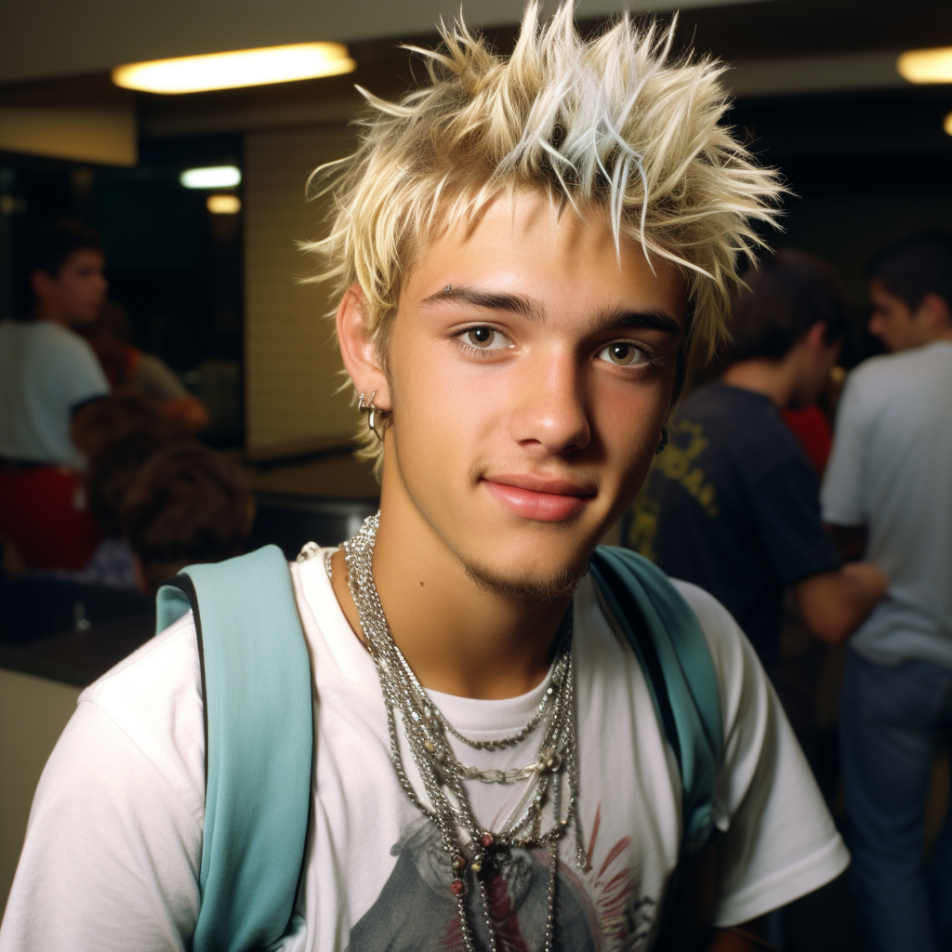 An 18-year-old boy in school with frosted tips