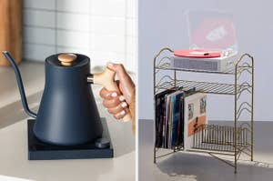 kettle and vinyl stand 