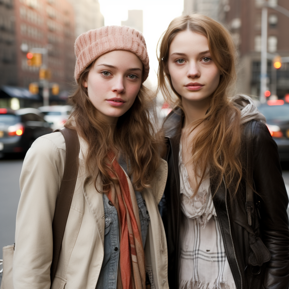 Two 18-year-old women dressed in 2010s fashion
