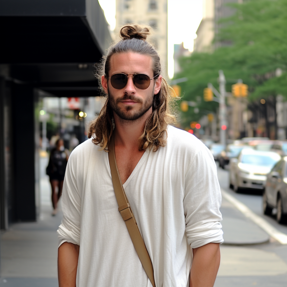 A guy with a man-bun in the 2010s