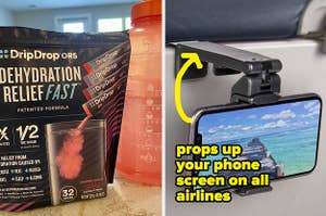 dehydration packets and phone holder 
