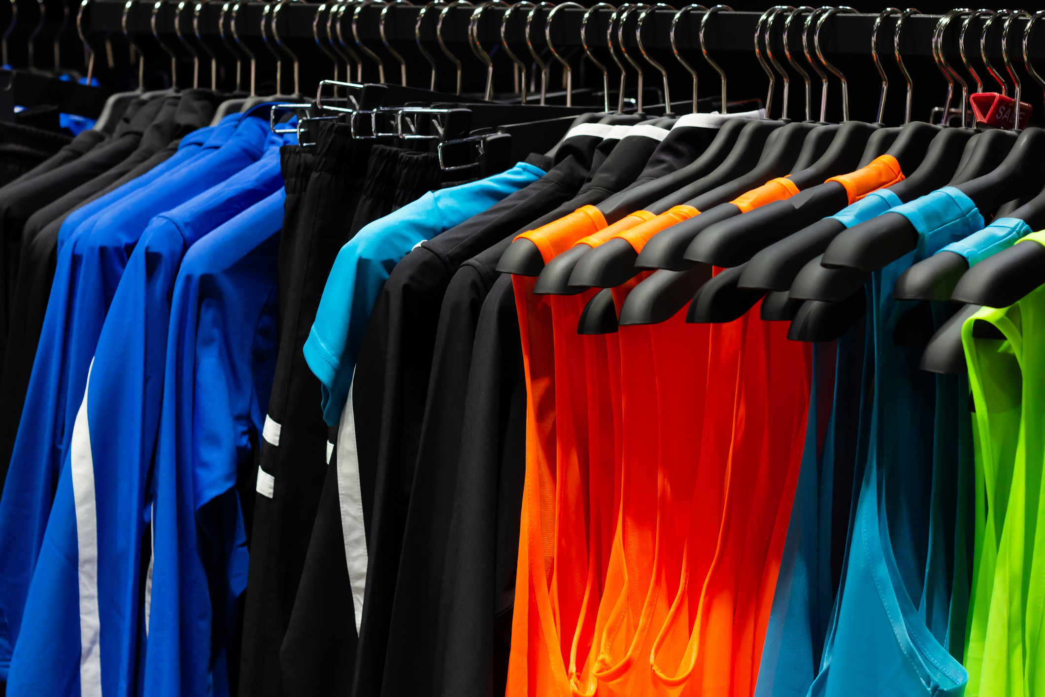 rack of gym clothes