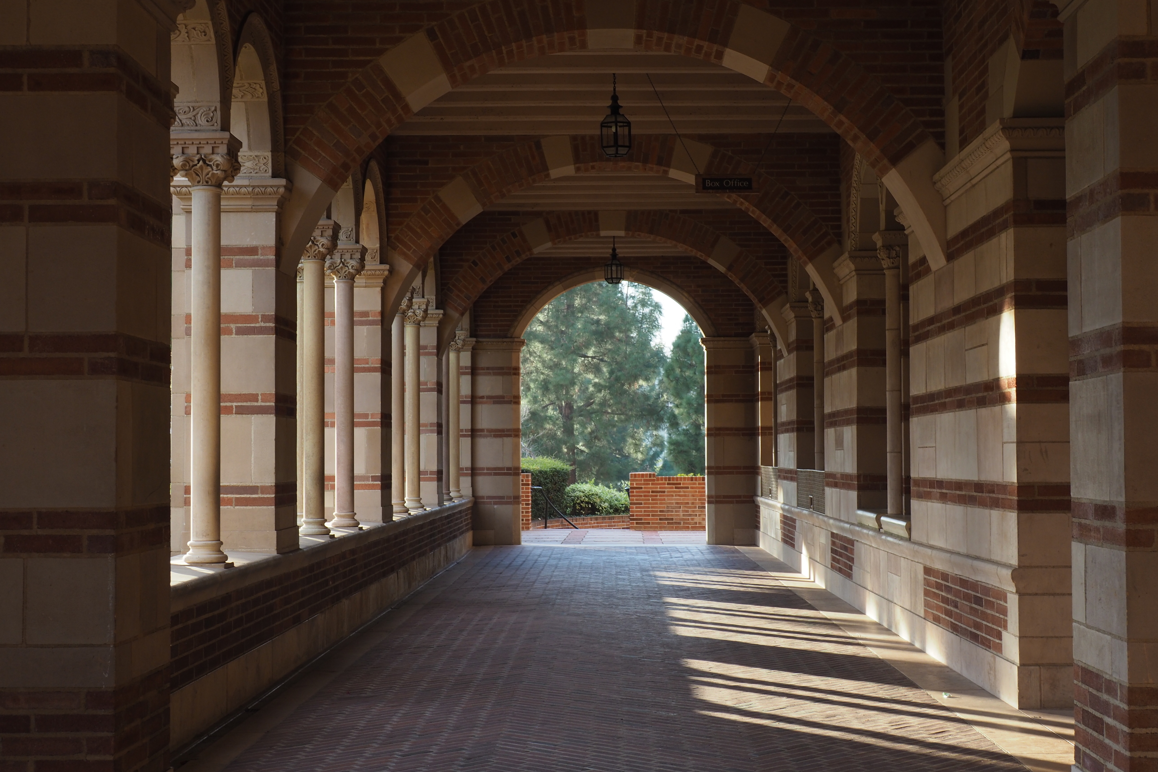 Exterior corridor of college building