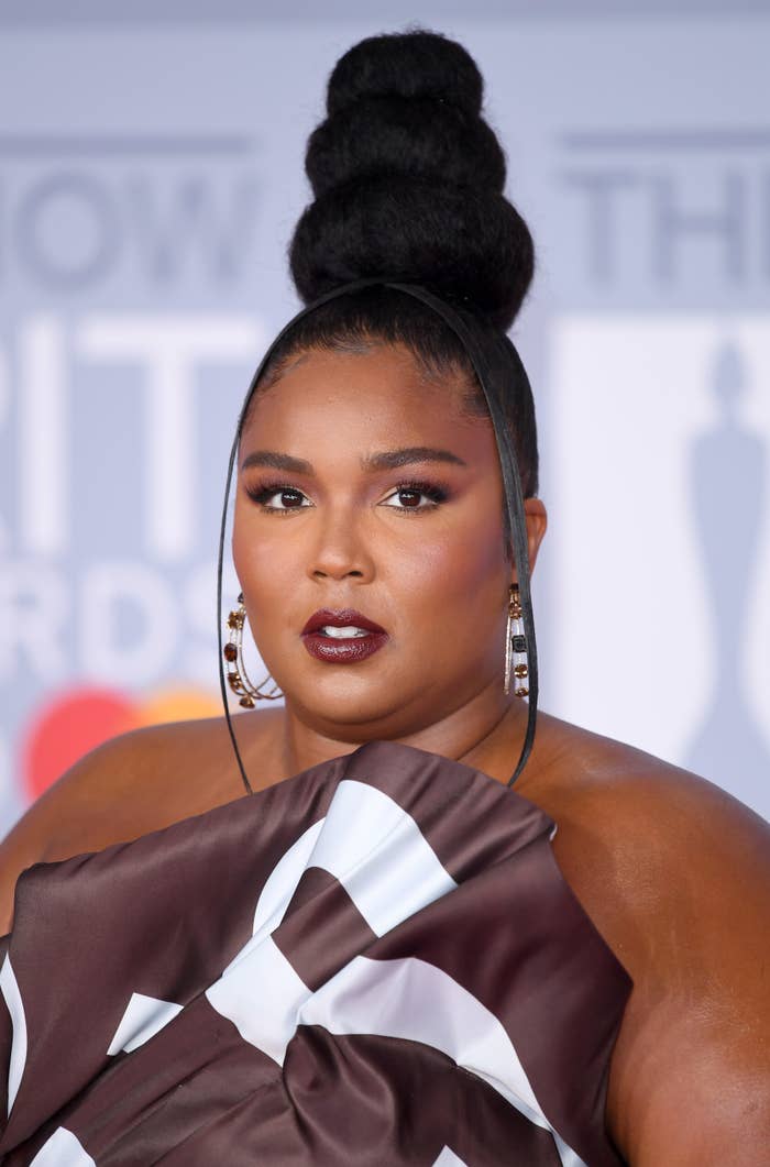 Close-up of Lizzo in an updo
