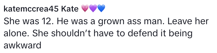 Screenshot of the comment about him being a &quot;grown ass man&quot;