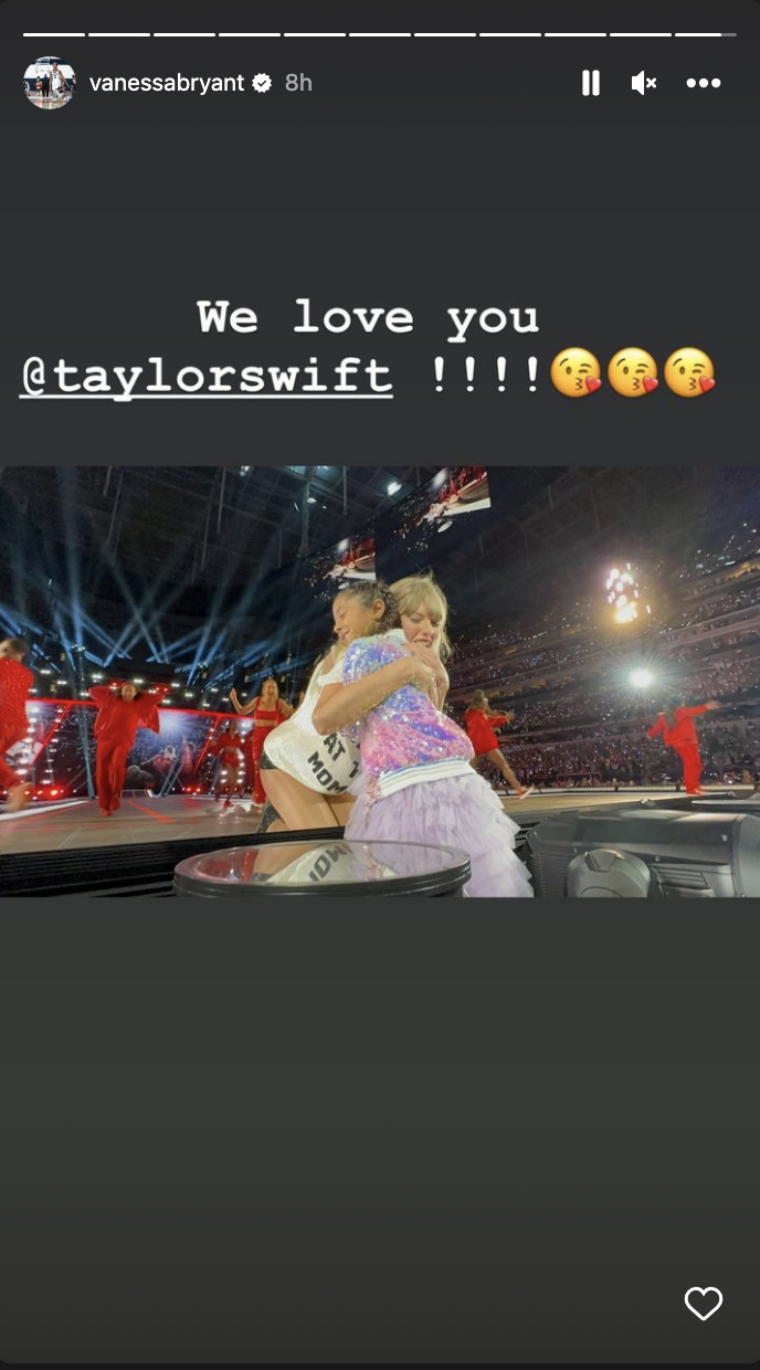 Vanessa Bryant posting &quot;We love you Taylor Swift&quot; on her IG story