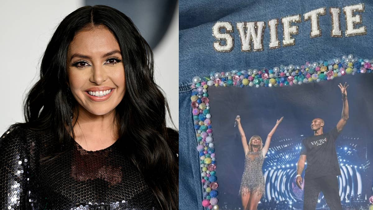 Vanessa Bryant's special Swiftie jacket features a photo of Kobe and Taylor from 2015 on the back.