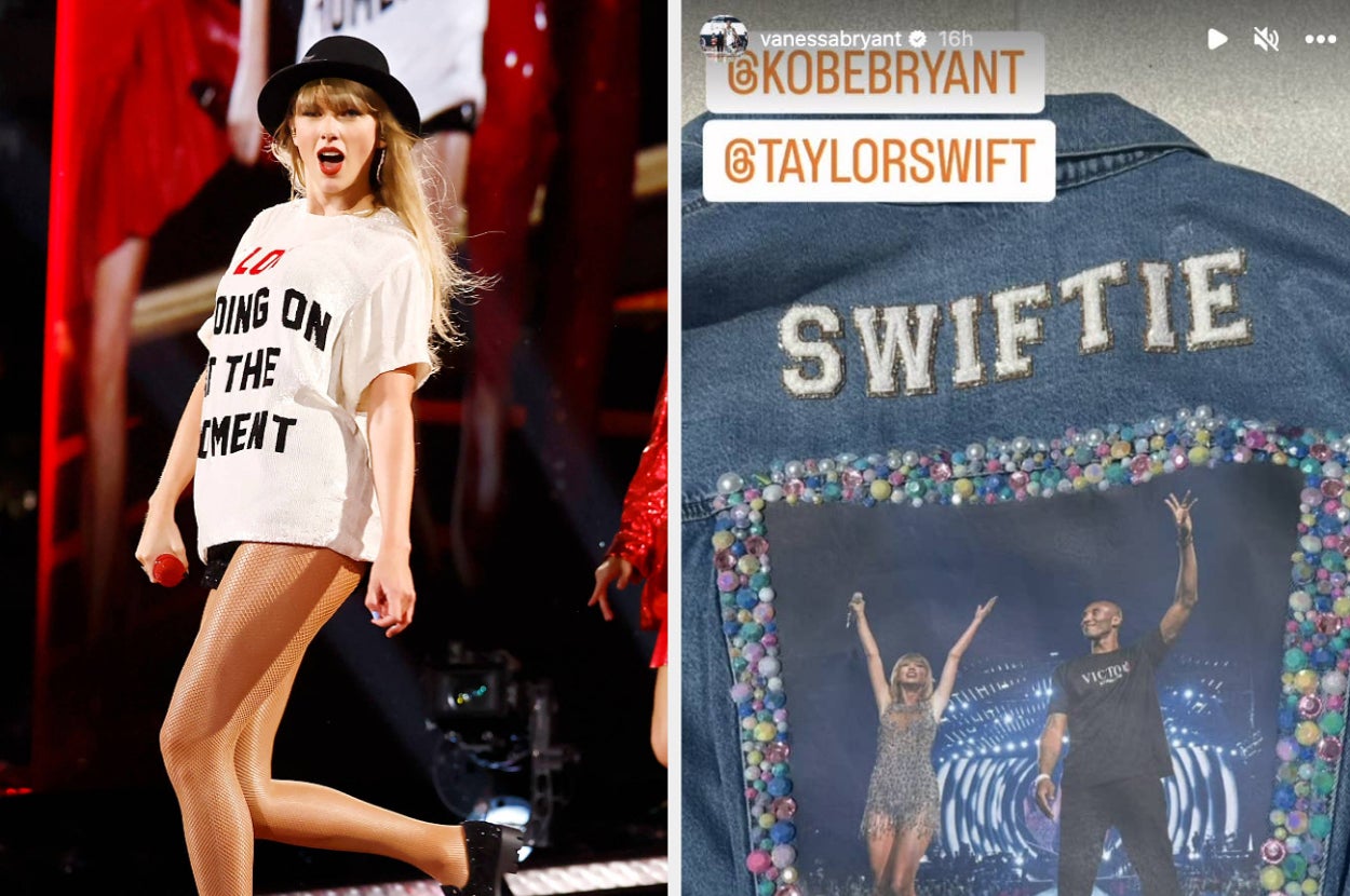 Taylor Swift performing side by side with Vanessa's jacket